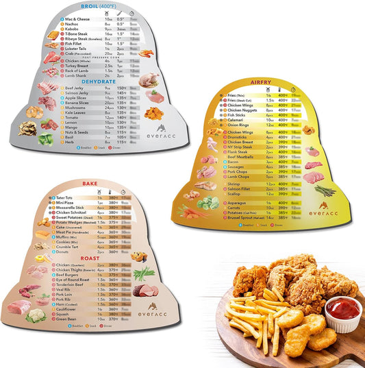 Air Fryer Magnetic Cheat Sheet Set, Instapot Air Fryer Accessories Cooking Times Chart, Instant Pot Airfryer Oven Frying Guide Cookbook Magnets (Metallic)