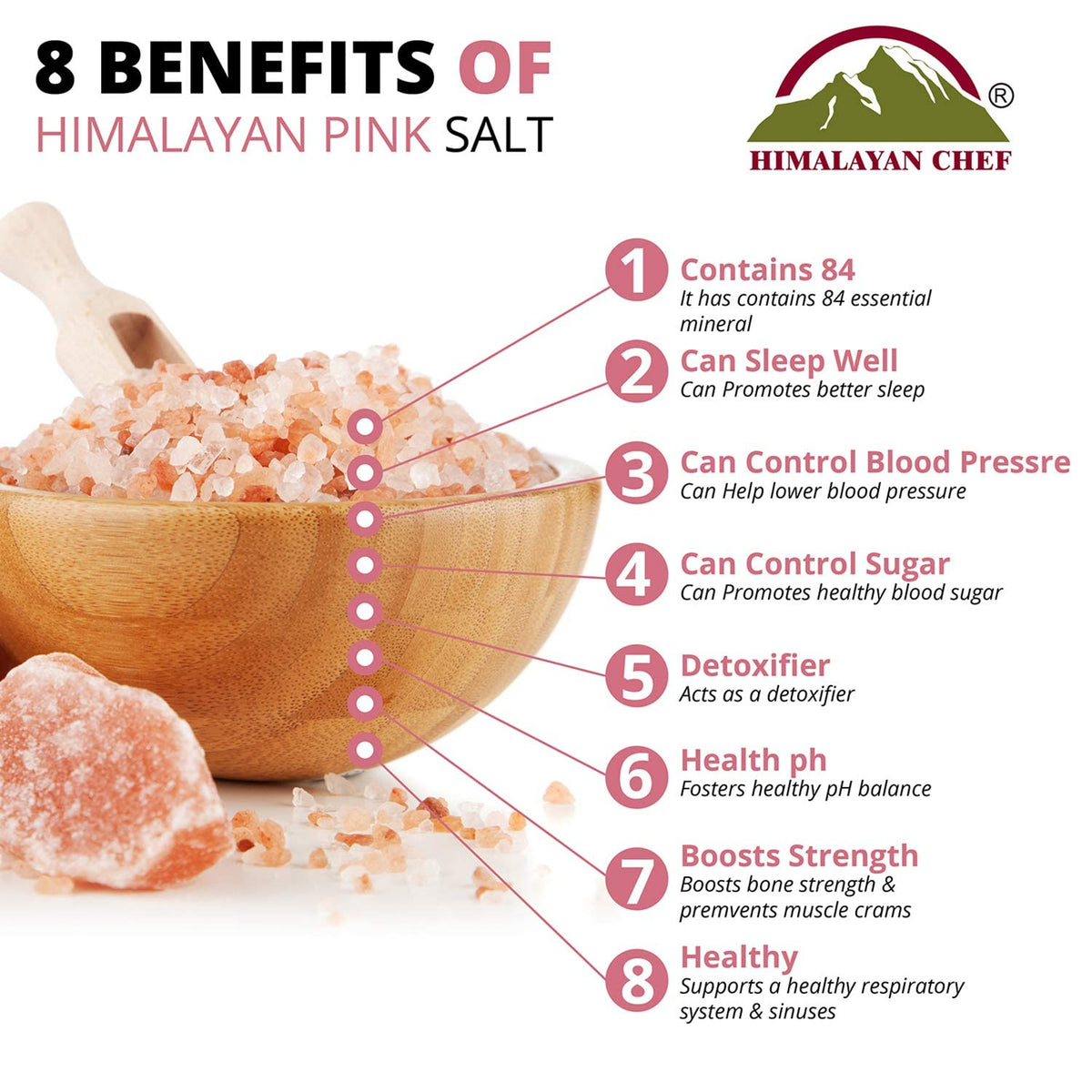 Himalayan Chef Pink Himalayan Salt, Fine Grain - 6 Lbs (6 X 1 Lb Bags), Pure, Natural, Kosher Certified, Non-Gmo, Perfect for Cooking, Seasoning, and Baking