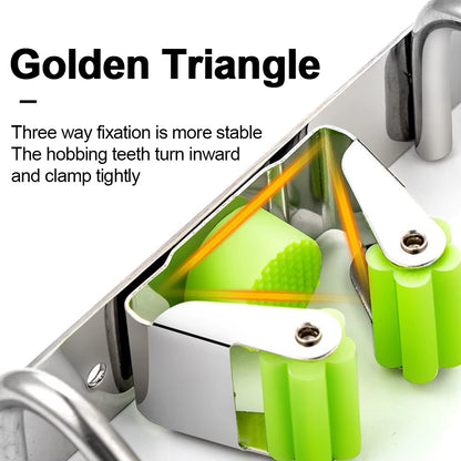 GripLock™ Stainless Steel Wall Mount Mop & Broom Holder – Space-Saving Hook for Kitchen & Bathroom Organization