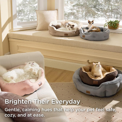 Small Dog Bed Washable,Round Cat Beds for Indoor Cats,20In Came | Soft Plush Pet Bed,Dog Beds for Small Dogs for Puppy and Kittens,Anti-Slip Bottom,Easy to Clean