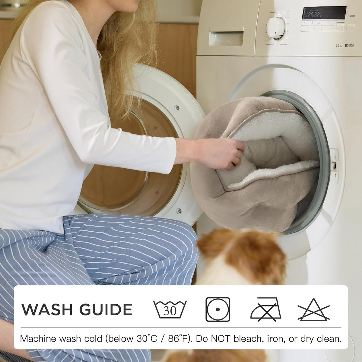 Small Dog Bed Washable,Round Cat Beds for Indoor Cats,20In Came | Soft Plush Pet Bed,Dog Beds for Small Dogs for Puppy and Kittens,Anti-Slip Bottom,Easy to Clean