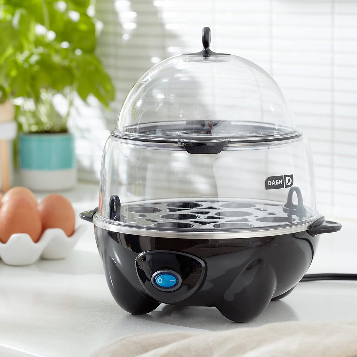 Deluxe Egg Cooker - Boiler, Poacher & Steamer - Includes Measuring & Recipe Guide - Dishwasher Safe - Holds 12 Eggs, Black
