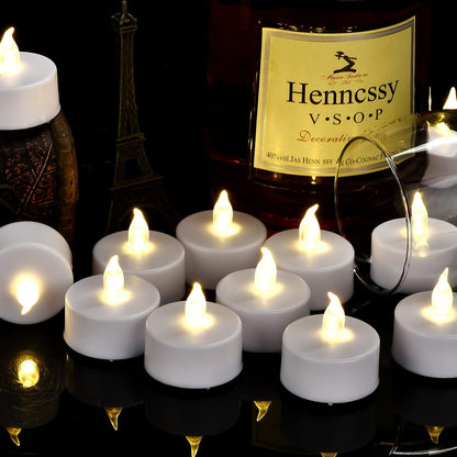 Battery Operated LED Tea Lights: 24PACK Flameless Votive Candles Lamp Realistic and Bright Flickering Holiday Gift Long Lasting 200Hours for Seasonal & Festival Celebration Warm White