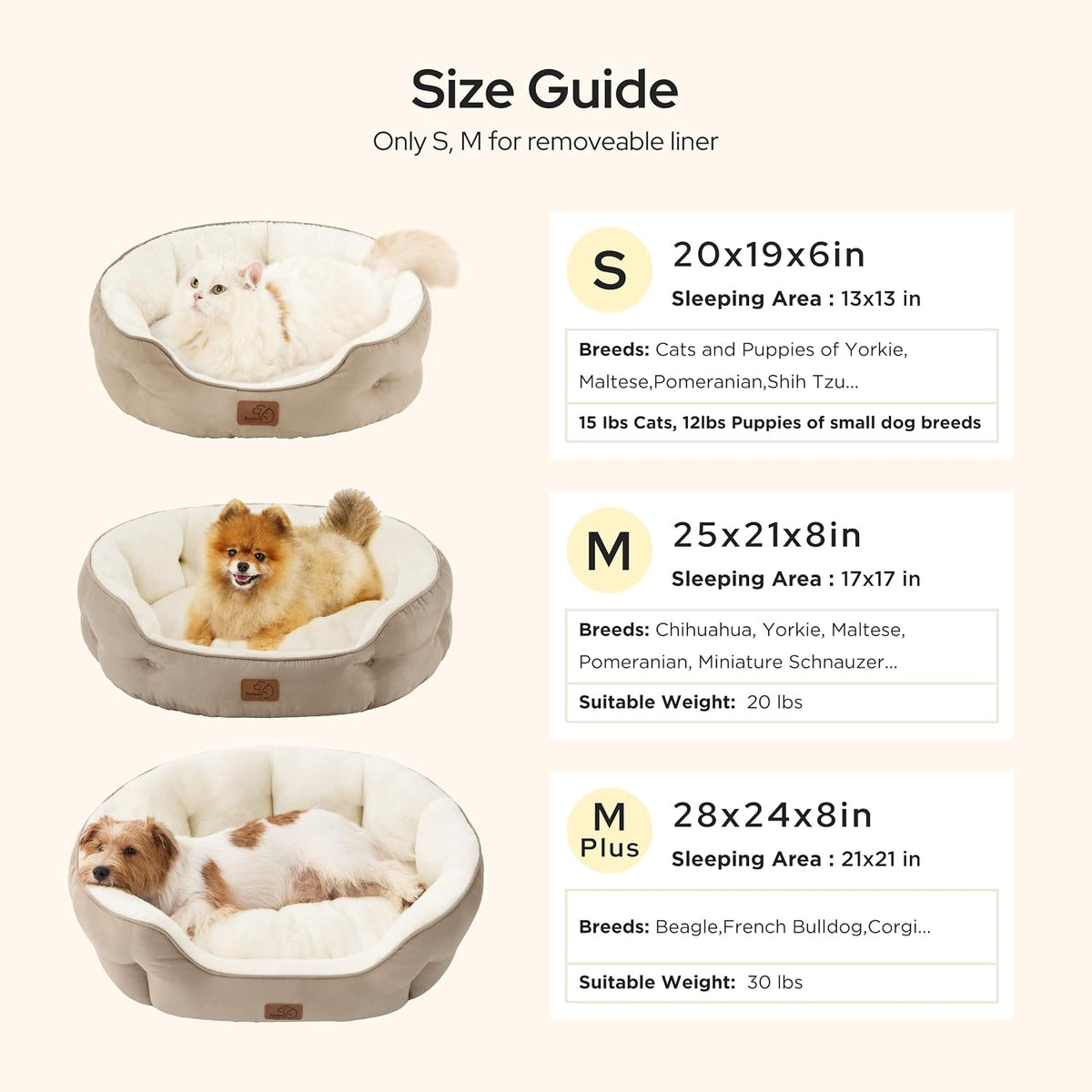 Small Dog Bed Washable,Round Cat Beds for Indoor Cats,20In Came | Soft Plush Pet Bed,Dog Beds for Small Dogs for Puppy and Kittens,Anti-Slip Bottom,Easy to Clean