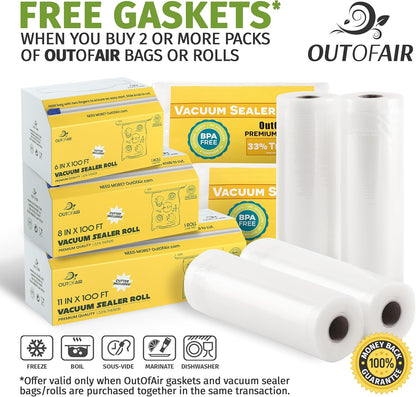 100 Vacuum Sealer Bags: Gallon Size (11" X 16") by  Works with Foodsaver & Other Machines - 33% Thicker BPA Free, Commercial Grade, 11 X 16 Inches