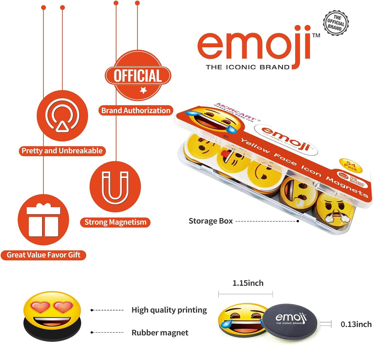 54Pcs Emoji Refrigerator Magnets Fridge Magnets for Locker Whiteboard Decorative Magnets - Cute Funny Magnets for School Home Kitchen Office Gift for Teacher Family and Friend