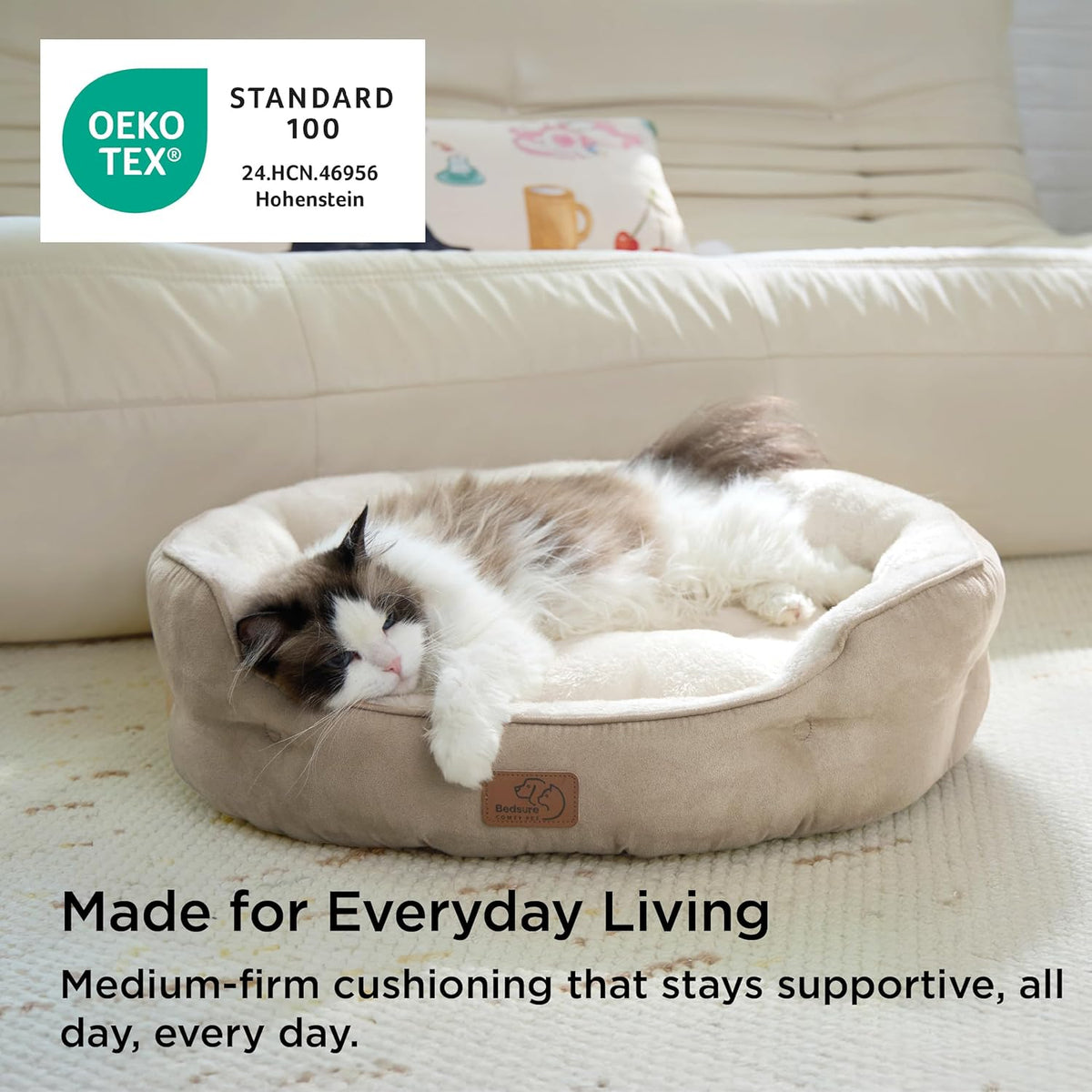Small Dog Bed Washable,Round Cat Beds for Indoor Cats,20In Came | Soft Plush Pet Bed,Dog Beds for Small Dogs for Puppy and Kittens,Anti-Slip Bottom,Easy to Clean